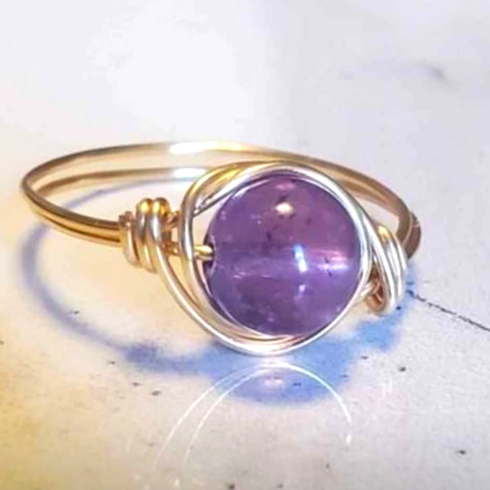 Amethyst Gold Wire Wrapped Ring